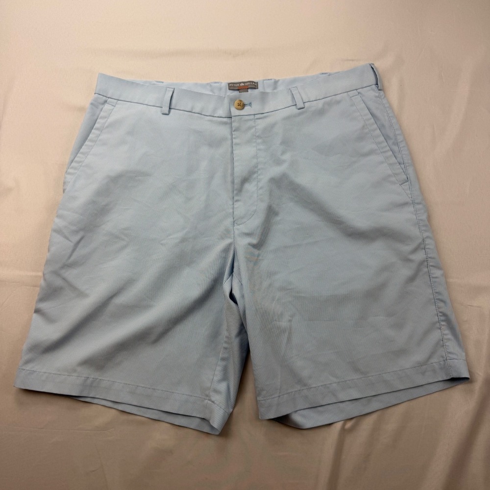 Peter Millar Shorts Mens 36 Blue Wicking Micro Stripe Performance MS15EB84